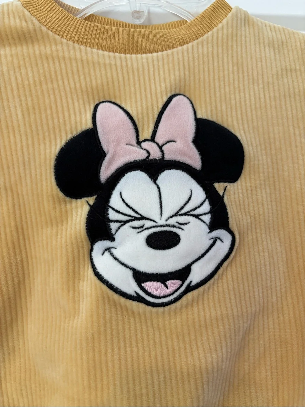 Disney Baby Minnie Mouse Yellow Ribbed Velour Sweat Set 18m